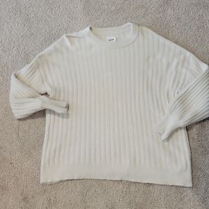 Aerie Cream Oversized Ribbed Crew Neck Sweater